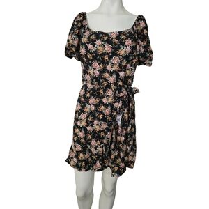 Juniors Medium Floral Faux Wrap Dress